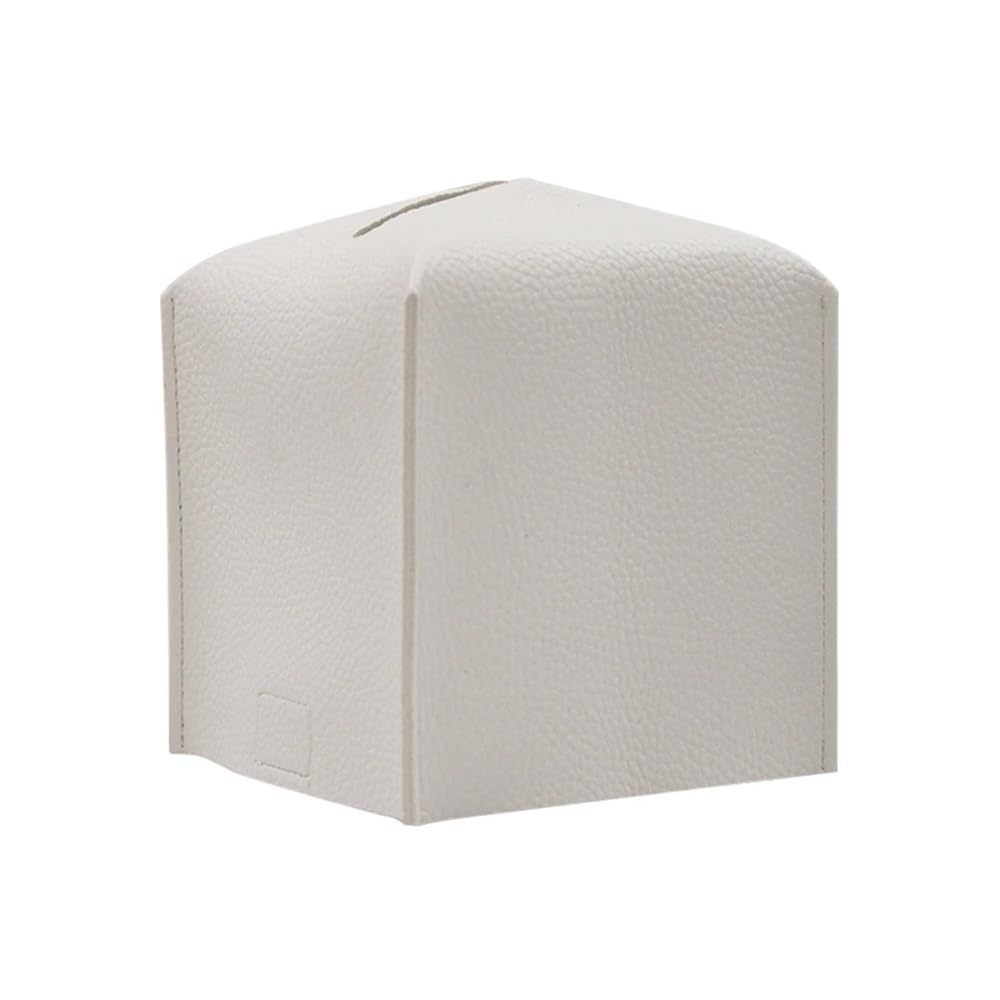 Aimanqi White S Tissue Box Cover, Modern Decorative Pu Leather Rectangular Tissue Box Case Organizer Holder For Vanity Countertop(White S)