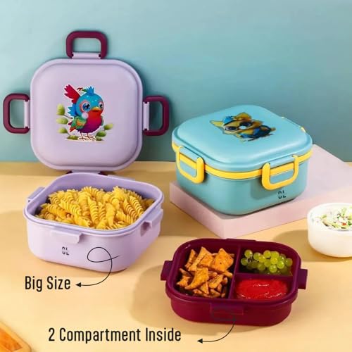 Image of Hungers Lunch Box for Kids & Adults | Premium BPA-Free Plastic Tiffin | Airtight, Leak-Proof, Lightweight Food Container for School, Office, College & Travel | Multicolor