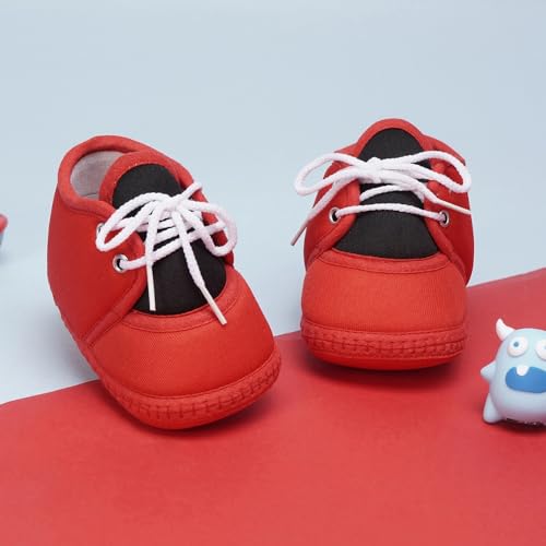 Image of Neska Moda 6 To 12 Months Baby Boys & Baby Girls Cute Soft Cotton Pre-Walker Lace Booties-BT4713