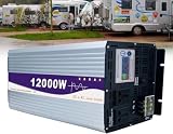 12000W Pure Sine Wave Power Inverter 12V 24V 48V 60V 72V DC to AC 110V 230V Split Phase with Display/Cooling Fans, Off Grid Low Frequency Solar for Home
