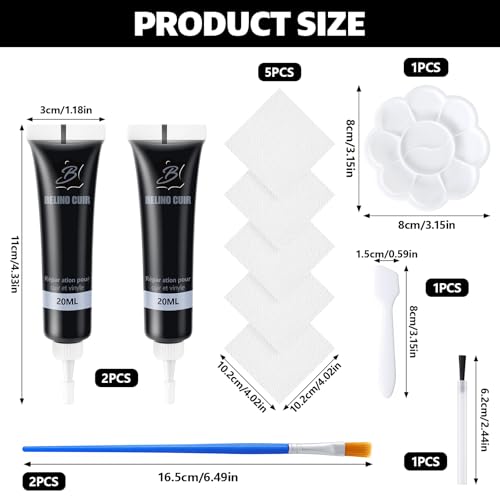CTYUEYUN 2 Stück leder Reparatur Set Schwarz, leather Repair Kit, Geeignet für Lederreparatur, Risse, Löcher, Sofas, Schuhe, Abnutzung, Kunstlederreparatur