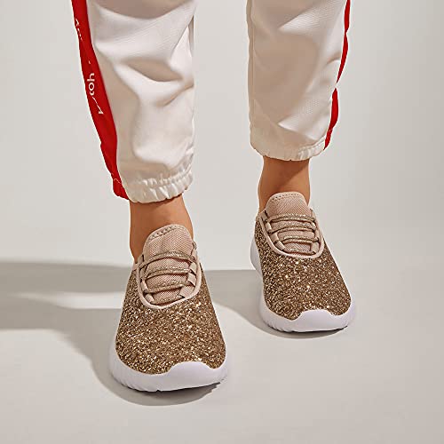 Image of K KIP WOK Fashion Glitter Sneakers for Womens Silp On Running Shoes Lightweigt Tennis Walking Sneakers