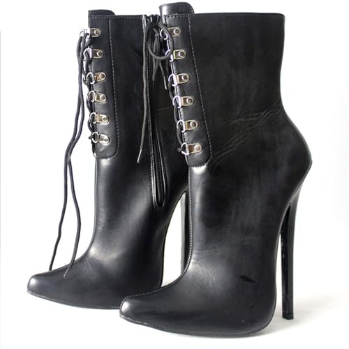 Talons hauts de 18 cm avec ces bottes courtes pointues rouges d'exception