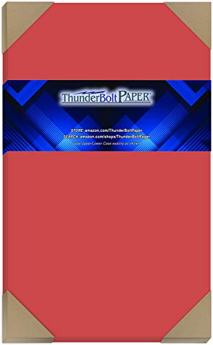 100 Bright Apple RED 60# Text (=24# Bond) Paper Sheets 8.5 X 14