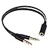 Conwork 2-Pack Gold Plated 3.5mm Stereo Female to 2-Male Y-Splitter Audio Flat Cable -Black