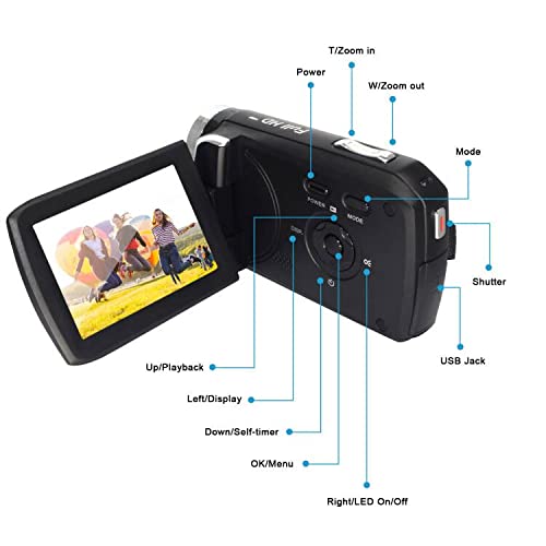Kids Camcorders Video Camera FHD 1080P 24.0MP 2.8 Inch LCD 270 Degrees Rotatable Screen 8X Digital Zoom Camera Vlogging Camera Video Recorder for Kids(Black) - Image 7