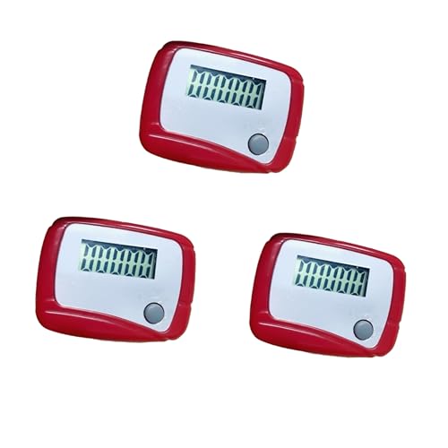 3Pcs Portable Counter Mini Digital LCD Pedometer Sports Walking Running Step Counter Meter Walking Distance Miles,Exercise Time, Calorie Counter, Daily Target Monitor,Electronics and Gadgets,Red