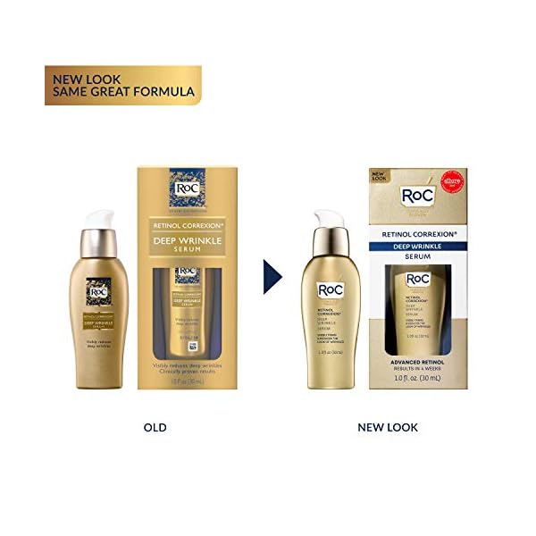 RoC-Retinol-Correxion-Deep-Wrinkle-Retinol-Serum-for-Face-1-Ounce-Packaging-May-Vary RoC Retinol Correxion Deep Wrinkle Retinol Face Serum with Ascorbic Acid, Daily Anti-Aging Skin Care Treatment for Fine Lines, Dark Spots, Acne Scars, Stocking Stuffers, 1 Ounce (Packaging May Vary)