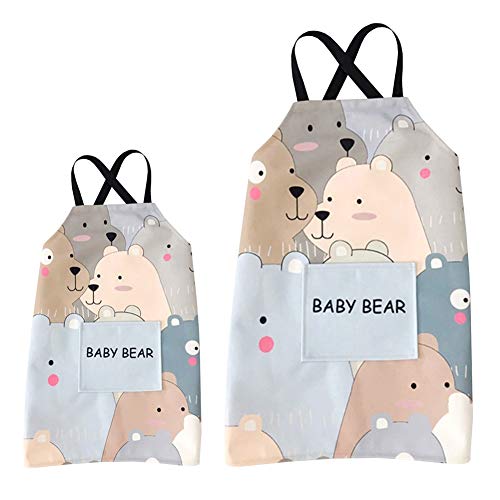 Watwass Adultos y Niños 2 Piezas Delantales Cocina Niña Mujer Cocinando Hornear Babero Delantale Barbacoa Hombre Niño con Bolsillo Cover