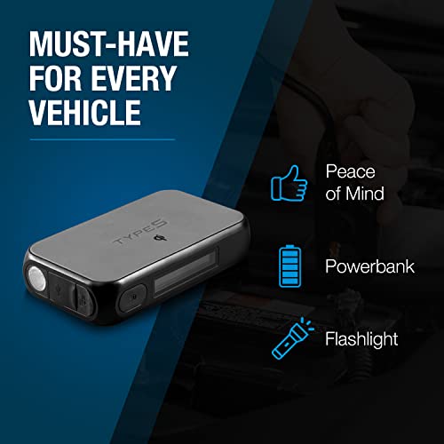 Type S Car Battery Jump Starter Power Bank Portable, 12V 400A 6.0L Gas 3.0L Diesel, Lcd Display Step By Step Guide, 8000Mah, Qi Wireless Charging, Led Flashlight, Usb-C Usb-A, Ul Listed (Black) #TOP3