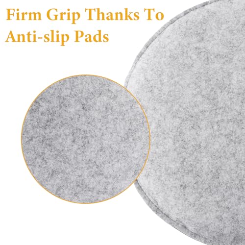 Cojines redondos de fieltro premium gris claro de 35 cm con antideslizante 6