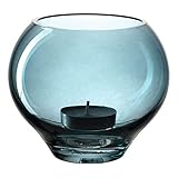 Leonardo Tischlicht MILANO, Teelichthalter, Dekolicht, Kalk-Natron Glas, Blau, 9 cm, 032993