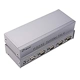 DTECH 4-Port RS232 Serial Splitter Box COM Port Expander 1x4 with Power Adapter for Sharing PCs and Capture Data
