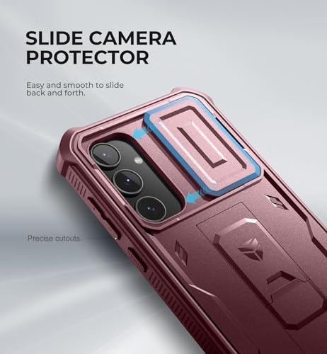 Dexnor 03US-A35-RD For Samsung Galaxy A35-5G Case, [2 Front Frame] [Bulit-In Slide Camera Cover & Kickstand] Heavy Duty Military Grade Protection Shockproof Phone Case thumb #2