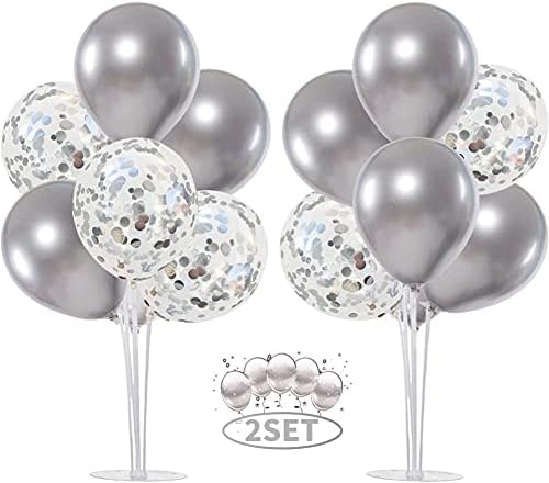 Balloons Stand Kit Table Decorations Balloons Tree 2 Set with 14 Sticks, 14 Cups, 2 Base, 16 Gold Balloons for Wedding Graduation 30th 40th 50th 60th 70th 80th 90th 100th Birthday Table Decorations