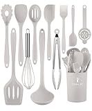 Kitchen Utensils Set-12 Pieces Silicone Cooking Utensils Set (Dishwasher Safe) 392°F Heat Resistant Spatula Set, Nonstick Cookware