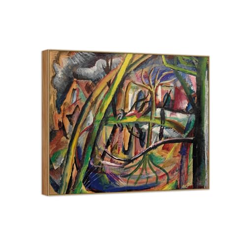 Cadre en bois avec impression sur toile célèbre de village