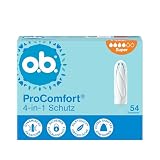 o.b. ProComfort super 4-in-1 Schutz Tampons ( 1 x 54 Stk)Mit Extra Sanfter Spitze für Einfaches Einführen und Bis Zu 100% Auslaufschutz Ideal Für Sport und Alltag