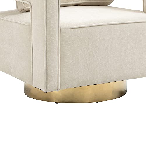 Polibi Swivel Accent Chair W/Gold Stainless Steel Base And Open Back, Swivel Armchair Club Chair Leisure Arm Chair For Nursery Bedroom Living Room, 30.7" W #TOP3