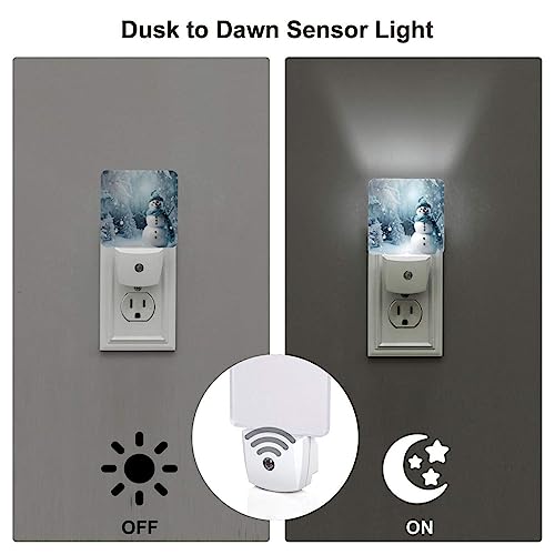 Image of Christmas Snowman LED Plug-in Night Lamp 2 Set, Tree Gifts Nightlights 2 Lamp for Bedroom Bathroom Adults