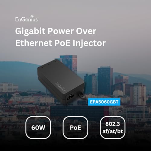 Image of EnGenius Gigabit Power Over Ethernet PoE++ Injector | 60W | 802.3af /at /bt | Plug & Play | Up to 100 Meters (328ft) | Single Port [EPA5060GBT]