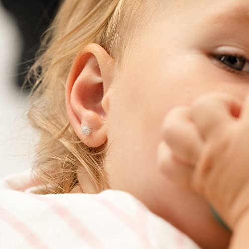 925 Sterling Silver 4mm Cubic Zirconia Burst Screw Back Earrings Stud for Toddlers & Girls - Sparkling Fireball CZ Earrings for Little Girls - Quality Sterling Silver for Sensitive Ears2