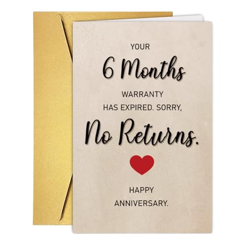 Funny 6 Months Wedding Anniversary Card for Women Men, Humorous Half Year Anniversary Card...