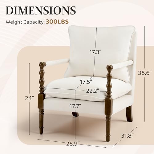Bezseller Spindle Accent Chair with Wood Frame and Removable Cushions - Image 2