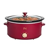 Paris Hilton 6-Quart Manual Slow Cooker, Features Three Settings (Low, High, Warm), Naturally Nonstick and Dishwasher Safe Stoneware Insert, Family Sized Capacity, Berry