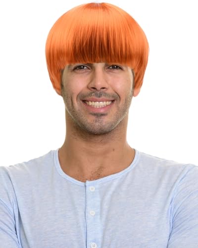 Short Mushroom Wig for Men - Synthetic 60s Bowl Cut Wigs for Anime Movie Music Costume Halloween Cosplay Party (Ginger) - High-Temperature Fiber - 5.9 Inches
