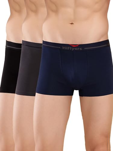 Image of HiFlyers Men's Cotton Spandex Odour-Free, Long Lasting Comfort, All Day Fresh and Confidence Dark Knight Collection Solid Trunks