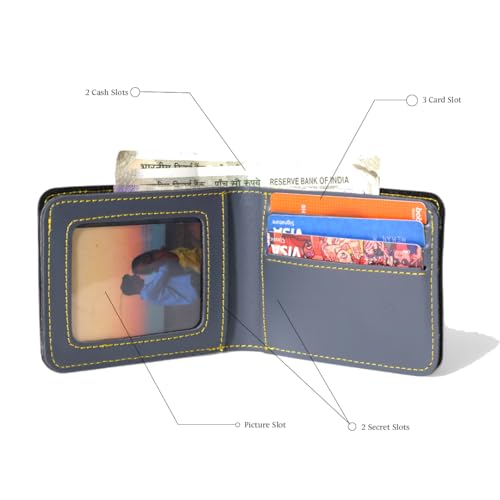 Image of Thebaegift Men's Personalized Wallet I Customized Slim Stylish Leather Purse with Name & Charm I Unique Birthday Anniversary Gift for Men Boy Love Husband Employees Clients (Grey Vegan)