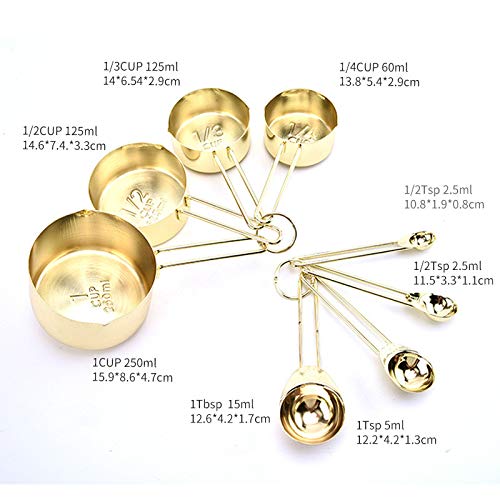 Colheres de medição em aço inoxidável, T.G.Y Copos de medição Combo, Conjunto de 8