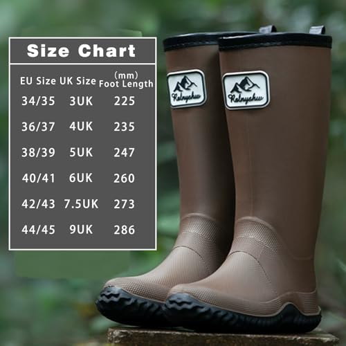 situkeke Gummistiefel Damen Gartenarbeit Mode Outdoor Boots Federleichte Wasserdichte Herren Regenschuhe Brown 40/41 EU