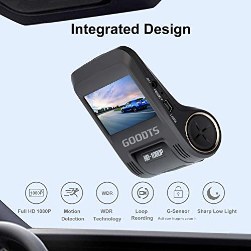 Dual Dash Cam GOODTS 1080P Full HD Dash Camera for Cars, Car Video Recorder with G-Sensor,Front and Rear Camera 170° Wide Angle, Motion Detection, Parking Mode, Loop Recording, Night Vision