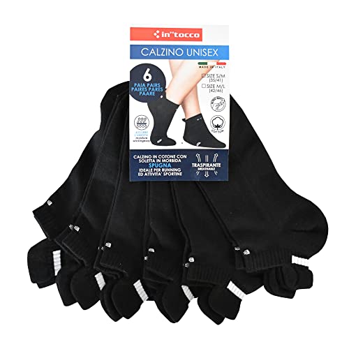 In"tocco 6 Pares - Calcetines Algodon Unisex Plantilla Esponja, Ideal para Deportes, Running, Fitness, Yoga, Respirable