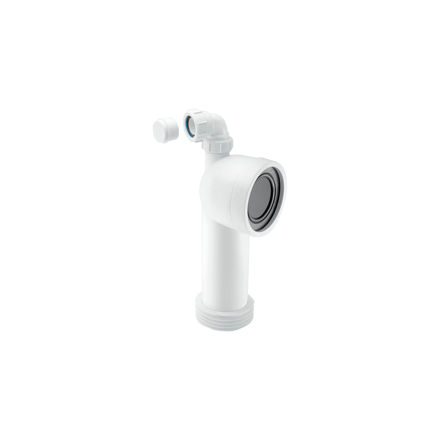 McAlpine WC-CON8V Rigid WC Connector with 90 Degree Bend, Adjustable Length, Universal Vent Boss, 97-107mm Inlet