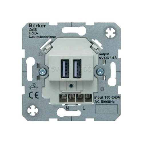 Preisvergleich Produktbild Berker 260009 USB-Ladesteckdose 230 V Hauselektronik polarweiß matt