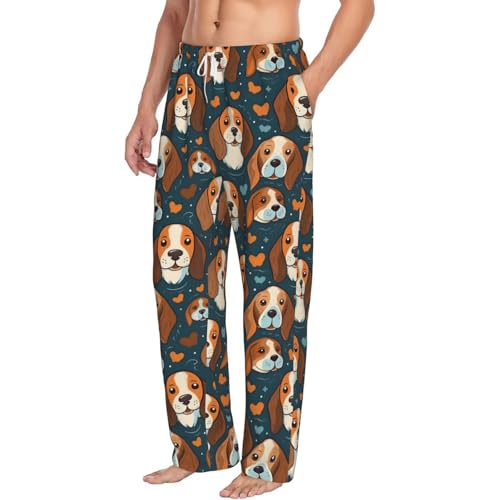 Cute Puppy For Men'S Lightweight Pajama Pants Adjustable Drawstring & Pockets All-Season Sleepwear