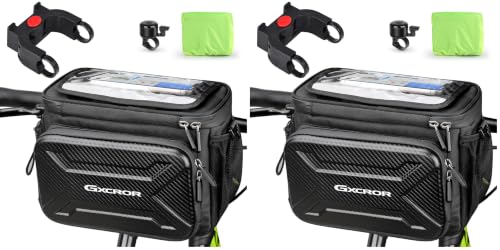 GXCROR Fahrradtasche,6L,Lenkertasche Fahrrad,Fahrradtasche Lenker,Wasserdicht,Mit Lenkeradapter,Fahrradtaschen,Fahrrad Tasche Fahrradkorb Vorne Ebike (Packung mit 2)