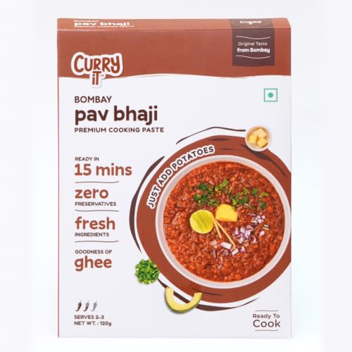 CURRYiT Instant Bombay Pav Bhaji Masala Curry Paste | Just Add Aloo (Potato) | Ready in 15-30 Mins | Indian Food Made with Ghee | No Preservatives | Ready To Cook Indian Masala Wet Marinade 120g