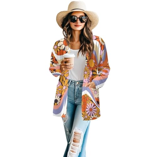 Image of Women's Open Front Cardigan Long Sleeve Loose Sweater Lightweight Soft Cardigan Jackets