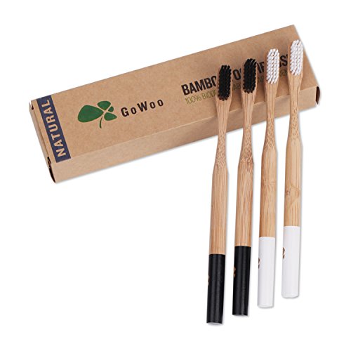 image for GoWoo 100% Natural Bamboo Toothbrush Soft - Organic Eco Friendly Tooth