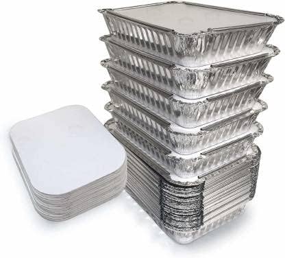 Disposable Food Storage Container Box Tray Foil Pans Lid Covers Pack of (250)
