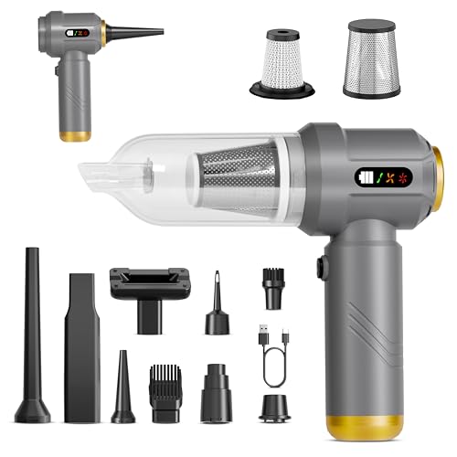Handheld Vacuum Cordless Vacuum Cleaner with 9 Extensions, 18000Pa Brushless Suction & Air Blower (2-in-1), 7800mAH Battery, Steel+HEPA Filter, Car Vacuum, Dust Buster for Interior, Home & Pet Hair