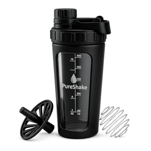 Paddi Glass Protein Shaker Bottle - Odorless, BPA Free, Leak-Proof - 24 OZ | Graduated Ideal Fitness, Milkshake and Smoothies