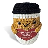 Pocket Hug Cafe aus Baumwolle, Kaffee Gadgets Handgehäkelter Anti Stress Positive Geschenke mit „You mean to me“ Karte, Niedlicher Motivation Glücksbringer für Freunde Kollegen Büro Gadgets 8x6x6cm