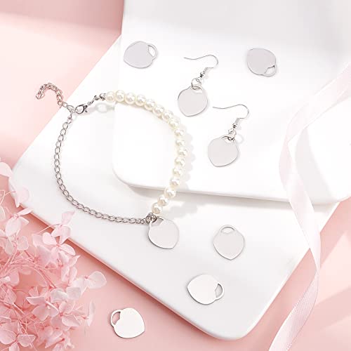 DICOSMETIC 40Pcs Stainless Steel Jewelry Making Charms Heart Shape Flat Blank Stamping Tag Pendants for Necklace Bracelet Jewelry Making Hole: 7x4mm - Image 2
