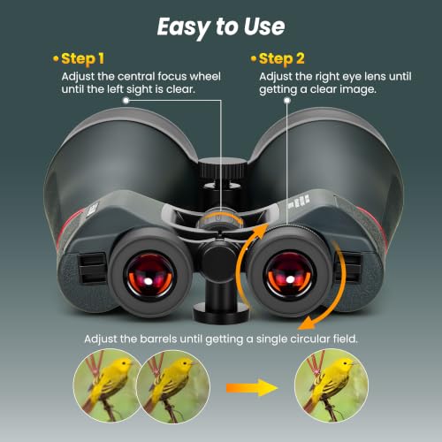 Image of ESSLNB 20x80 Astronomy Binoculars for Adults, High Powered Stargazing Outdoor Waterproof Binoculars for Travel Bird Watching Hunting with BAK4 Prism FMC Lens Carrying Bag (Red)