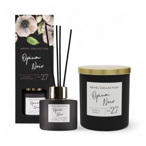 Hotel Cōllection -Aldi No27 Opium Noir Scented Reed Diffuser & 2 wick Candle set - 100ml/300g
